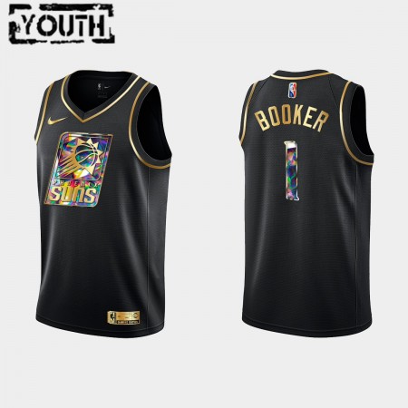 Maillot Basket Phoenix Suns Devin Booker 1 Nike 2021-22 Noir Golden Edition 75th Anniversary Diamond Swingman - Enfant
